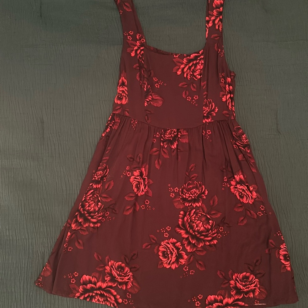 Burgundy and red floral dress